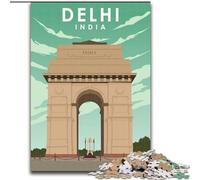 JigsawPuzzle 1000 Pieces for Teenagers Delhi India Travel Poster, Toys Educational Games Stress Relieving Unique Home Decor And Gifts 50x75cm