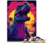 JigsawPuzzle 1000 Pieces for Teenagers Dinosaur T Rex Sunset Dino for Age 14+ Quiz Game Fun at Home Activities, Birthday Present,Travel Gifts 50x75cm