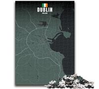 JigsawPuzzle 1000 Pieces for Teenagers Dublin Ireland Map for Educational Game Challenge Toy Deal As Gifts for The Whole Family (size 38x26cm)