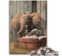 JigsawPuzzle 1000 Pieces for Teenagers Elephant Bathing Relax Games Educational Game for Birthday, Chrismas for And Age 14 Years Up 50x75cm