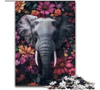 JigsawPuzzle 1000 Pieces for Teenagers Elephant Flowers,Toys Educational Games Stress Relieving Enhance Love between Couples 50x75cm