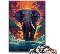 JigsawPuzzle 1000 Pieces for Teenagers Elephant Walking On Beach for Educational Game Challenge Toy Deal As Gifts for The Whole Family 38x26cm