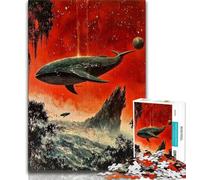 JigsawPuzzle 1000 Pieces for Teenagers Fantasy Whale,Toys Educational Games Stress Relieving Enhance Love between Couples 75x50cm