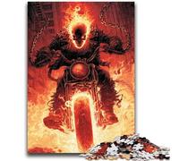 JigsawPuzzle 1000 Pieces for Teenagers Flaming Skull Riding Motorcycle for Age 14+ Brain Teaser Game Best Gift for Adults And Teenagers 50x75cm