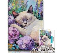 JigsawPuzzle 1000 Pieces for Teenagers Flower Cat,Help The Brain Exercise Addictive Toys to Cultivate Patience Gift For Birthdays 38x26cm