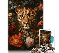 JigsawPuzzle 1000 Pieces for Teenagers Flower Leopard,Toys Educational Games Stress Relieving Enhance Love between Couples 38x26cm