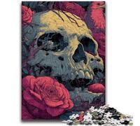 JigsawPuzzle 1000 Pieces for Teenagers Flower Skull Family Fun Fun at Home Activities, Birthday Present,Travel Gifts, for And 14 Years Old 50x75cm