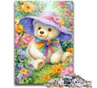 JigsawPuzzle 1000 Pieces for Teenagers Flower Teddy Bear for Age 14+ Brain Teaser Game Best Gift for Adults And Teenagers 26x38cm