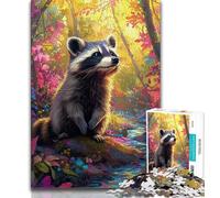JigsawPuzzle 1000 Pieces for Teenagers Forest Raccoon,Brain Intelligence Challenge Addictive Toys Birthday Present,Gifts,Wall Art 38x26cm