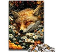 JigsawPuzzle 1000 Pieces for Teenagers Fox Sleeping in The Flowers for And 14 Years And over Educational Challenge Fun Activities at Home, Birthday Gifts, Travel Gifts 26x38cm