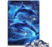 JigsawPuzzle 1000 Pieces for Teenagers Galaxy Dolphin Family Game Stress Reliever Difficult Challenge Artists Collection, Fine Art 50x75cm