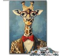 JigsawPuzzle 1000 Pieces for Teenagers Giraffe in Suit Stress Reliever Difficult Challenge Unique Home Decor And Gifts (size 26x38cm)
