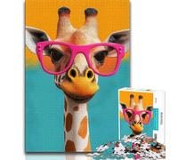 JigsawPuzzle 1000 Pieces for Teenagers Giraffe Wearing Glasses,Brain Intelligence Challenge Addictive Toys Birthday Present,Gifts,Wall Art (75x50cm)