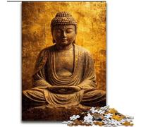 JigsawPuzzle 1000 Pieces for Teenagers Golden Buddha,Help The Brain Exercise Addictive Toys to Cultivate Patience Enhance Memory 38x26cm