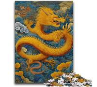 JigsawPuzzle 1000 Pieces for Teenagers Golden Dragon for Age 14+ Brain Teaser Game Best Gift for Adults And Teenagers 50x75cm