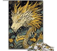 JigsawPuzzle 1000 Pieces for Teenagers Golden Dragon, Stress Relief with Fully Interlocking Randomly Shaped Pieces for And 14 Years Old (Size 50x75cm)