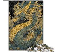 JigsawPuzzle 1000 Pieces for Teenagers Golden Dragon, Stress Relief with Fully Interlocking Randomly Shaped Pieces for And 14 Years Old (Size 26x38cm)