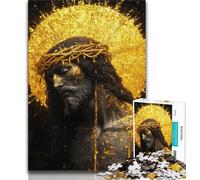 JigsawPuzzle 1000 Pieces for Teenagers Golden Jesus, Challenging To Complete But Fun And Humorous,A Work of Art for Age 14 38x26cm