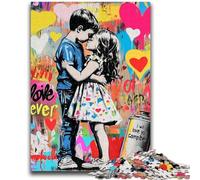 JigsawPuzzle 1000 Pieces for Teenagers Graffiti Boy And Girl Family Game Stress Reliever Difficult Challenge Artists Collection, Fine Art 26x38cm