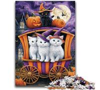 JigsawPuzzle 1000 Pieces for Teenagers Halloween Cat Family Game Stress Reliever Difficult Challenge Artists Collection, Fine Art 50x75cm