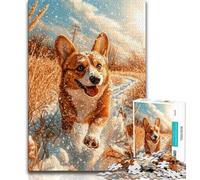 JigsawPuzzle 1000 Pieces for Teenagers Happy Corgi,Help The Brain Exercise Addictive Toys to Cultivate Patience Gift For Birthdays 38x26cm