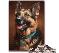 JigsawPuzzle 1000 Pieces for Teenagers Happy German Shepherd Challenging Game Toys for Is Ideal As A Gift for The Whole Family 26x38cm