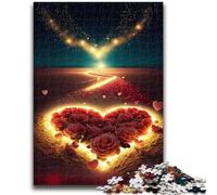 JigsawPuzzle 1000 Pieces for Teenagers Heart on The Beach Challenging Game Toys for Is Ideal As A Gift for The Whole Family 26x38cm