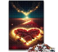 JigsawPuzzle 1000 Pieces for Teenagers Heart on The Beach Challenging Game Toys for Is Ideal As A Gift for The Whole Family 50x75cm