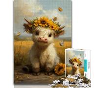 JigsawPuzzle 1000 Pieces for Teenagers Highland Cow Baby,Brain Intelligence Challenge Addictive Toys Birthday Present,Gifts,Wall Art (75x50cm)