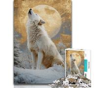 JigsawPuzzle 1000 Pieces for Teenagers Howling White Wolf,Brain Intelligence Challenge Addictive Toys Birthday Present,Gifts,Wall Art 75x50cm