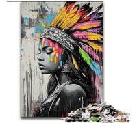 JigsawPuzzle 1000 Pieces for Teenagers Indian Princess Graffiti, for 14+ Challenging Game As A Gift for The Whole Family And Friends (Size 50x75cm)