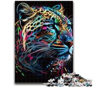 JigsawPuzzle 1000 Pieces for Teenagers Jaguar Pop Art Animal Face for Age 14+ Quiz Game Fun at Home Activities, Birthday Present,Travel Gifts 26x38cm