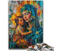 JigsawPuzzle 1000 Pieces for Teenagers Jesus Graffiti Family Game Stress Reliever Difficult Challenge Artists Collection, Fine Art 50x75cm