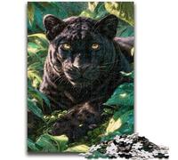 JigsawPuzzle 1000 Pieces for Teenagers Jungle Black Leopard Stress Reliever Difficult Challenge Deal As Gifts for The Whole Family 50x75cm