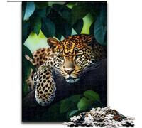 JigsawPuzzle 1000 Pieces for Teenagers Jungle Leopard, Family Game Stress Reliever Difficult Challenge Enhance Love between Couples (size 50x75cm)
