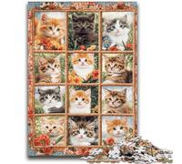 JigsawPuzzle 1000 Pieces for Teenagers Kitten Collage for And 14 Years And over Educational Challenge Fun Activities at Home, Birthday Gifts, Travel Gifts 26x38cm