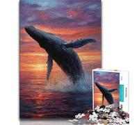 JigsawPuzzle 1000 Pieces for Teenagers Leaping Whale,Toys Educational Games Stress Relieving Enhance Love between Couples 38x26cm