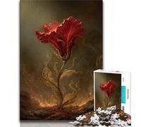 JigsawPuzzle 1000 Pieces for Teenagers Magical Crimson Flower,Brain Intelligence Challenge Addictive Toys Birthday Present,Gifts,Wall Art (75x50cm)