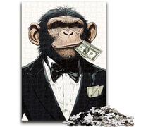 JigsawPuzzle 1000 Pieces for Teenagers Monkey Holding Money for Educational Game Challenge Toy Deal As Gifts for The Whole Family 50x75cm