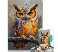 JigsawPuzzle 1000 Pieces for Teenagers Mysterious Owl,Educational Family Game with Fully Interlocking Randomly Shaped Pieces 75x50cm
