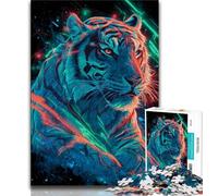 JigsawPuzzle 1000 Pieces for Teenagers Mysterious Tiger,Educational Family Game with Fully Interlocking Randomly Shaped Pieces 75x50cm