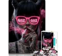 JigsawPuzzle 1000 Pieces for Teenagers Neon Demon Girl,Brain Intelligence Challenge Addictive Toys Birthday Present,Gifts,Wall Art (38x26cm)