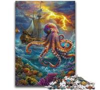 JigsawPuzzle 1000 Pieces for Teenagers Ocean Octopus Stress Reliever Difficult Challenge Deal As Gifts for The Whole Family 38x26cm