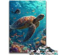 JigsawPuzzle 1000 Pieces for Teenagers Ocean Turtle Toy Intellectual Game for Home Decoration for Age 14 Years Up 26x38cm