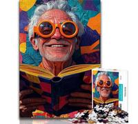 JigsawPuzzle 1000 Pieces for Teenagers Old Man Reading A Book,Toys Educational Games Stress Relieving Enhance Love between Couples 75x50cm