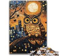 JigsawPuzzle 1000 Pieces for Teenagers Owl Under The Moon for And 14 Years And over Educational Challenge Fun Activities at Home, Birthday Gifts, Travel Gifts 26x38cm
