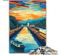 JigsawPuzzle 1000 Pieces for Teenagers Panama Canal, Toys Educational Games Stress Relieving Unique Home Decor And Gifts 26x38cm