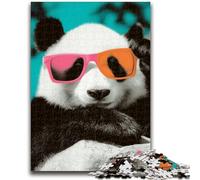JigsawPuzzle 1000 Pieces for Teenagers Panda Wearing Sunglasses Challenging Game Toys for Is Ideal As A Gift for The Whole Family 26x38cm