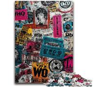 JigsawPuzzle 1000 Pieces for Teenagers Paris Stamp Collage for And 14 Years And over Educational Challenge Fun Activities at Home, Birthday Gifts, Travel Gifts 50x75cm