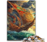 JigsawPuzzle 1000 Pieces for Teenagers Pirate Ship Toy Intellectual Game for Home Decoration for Age 14 Years Up 50x75cm